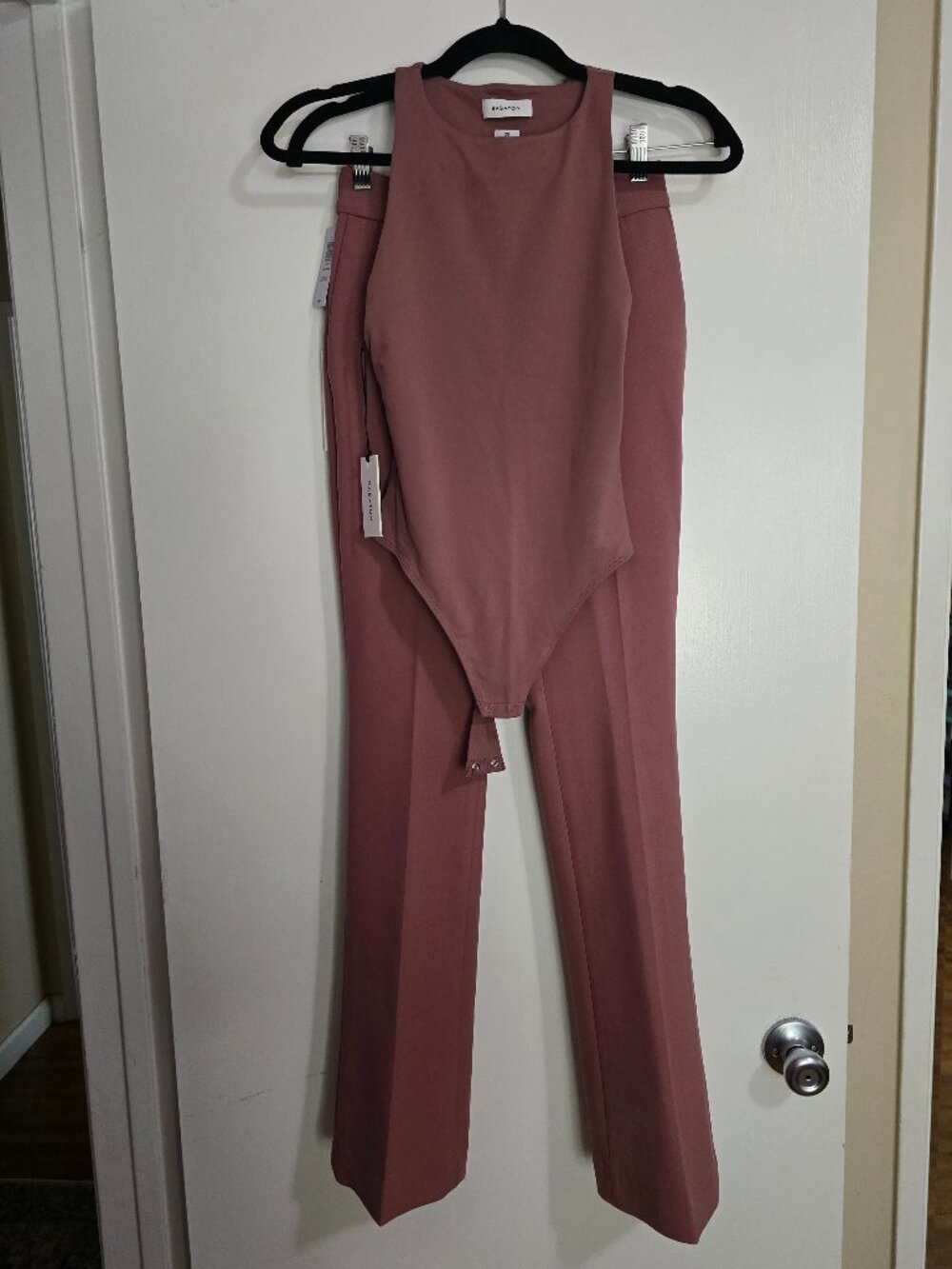 Babaton Bodysuit & Pants Set Mauve Pink Size 0/XS